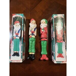 VTG 2 - HERMITAGE POTTERY Santa W/bag Poly Stone Figurine Loomco 1995 Multicolor